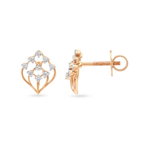 Sophisticated Dainty Diamond Stud Earrings in Rose Gold