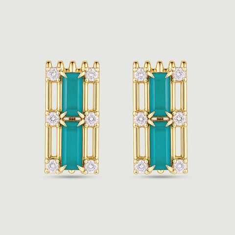 Sleek Cascading Green Onyx Hoop Earrings