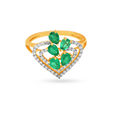 Heart Shape Emerald And Diamond Studded Ring,,hi-res image number null