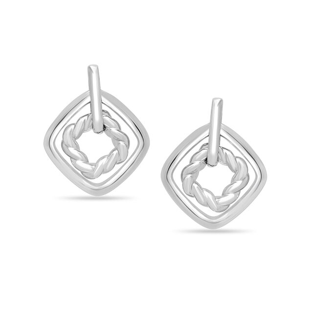 925 Silver Concentric Square Stud Earrings,,hi-res image number null