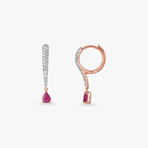 Crimson Swing Diamond Hoop Earrings