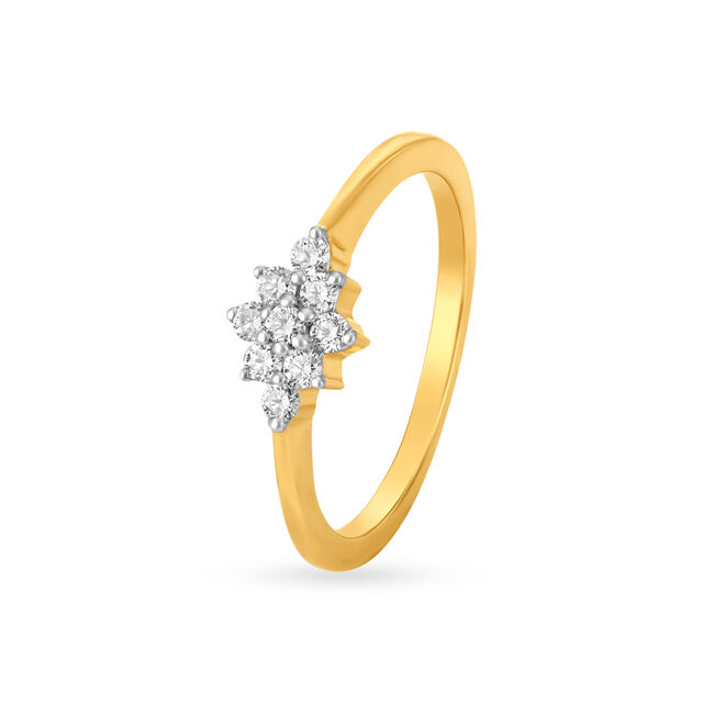 Charming 18 Karat Yellow Gold And Diamond Finger Ring,,hi-res image number null