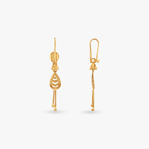 Chevron Teardrop Gold Hoop Earrings