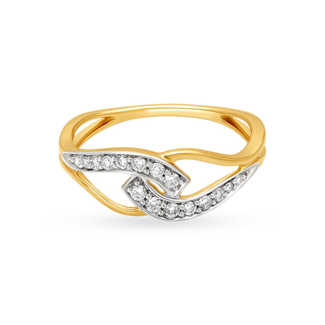Glimmering 18 Karat Gold And Diamond Loop Ring,,hi-res image number null