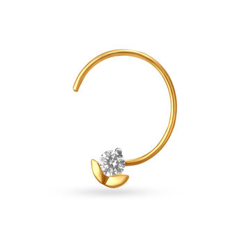 Budding Flower Gold and Diamond Nose Pin