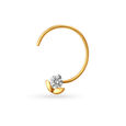 Budding Flower Gold and Diamond Nose Pin,,hi-res image number null