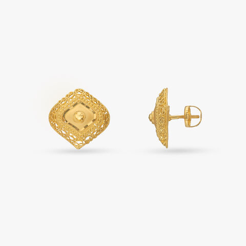 Lotus Filigree Gold Stud Earrings