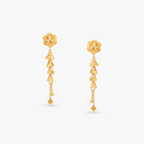 Floral Tassel Gold Drop Earrings