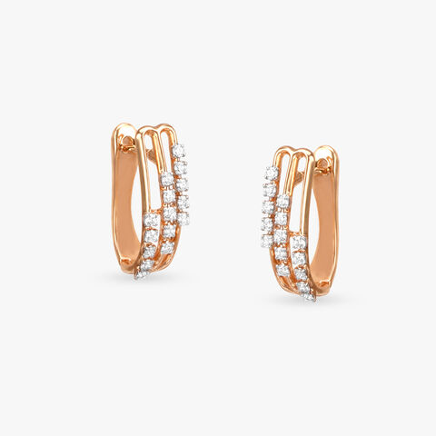 Triple Sparkle Diamond Hoop Earrings