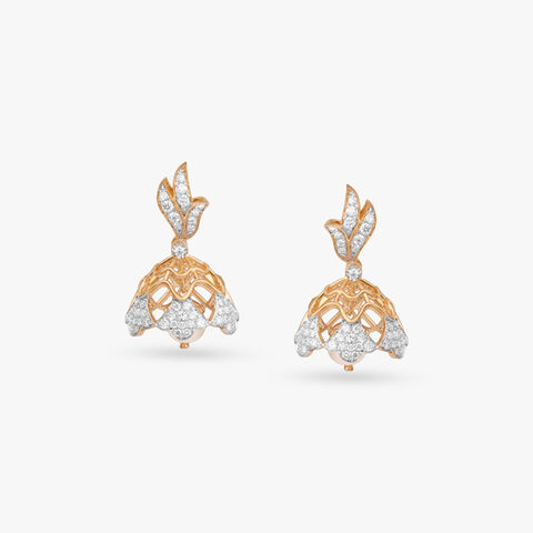 Pearl Bloom Diamond Jhumka Earrings