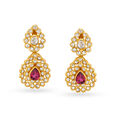 Majestic Drop Earrings with English Polki Tourmalines and Uncut Diamonds,,hi-res image number null