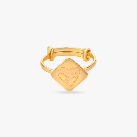Love Frame Gold Ring for Kids