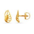 Alluring Leaf Motif Gold Stud Earrings,,hi-res image number null