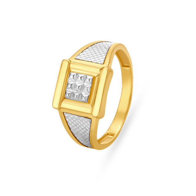 Suave Square Pattern Gold Finger Ring For Men,,hi-res image number null
