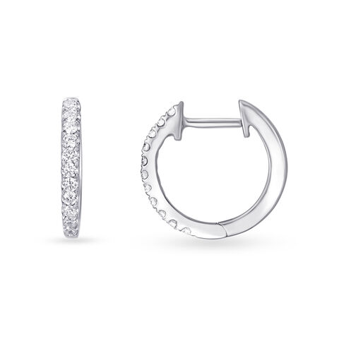 Chic Platinum and Diamond Hoop Earrings
