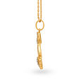 Graceful 18 Karat Yellow Gold And Diamond Peacock Feather Pendant,,hi-res image number null