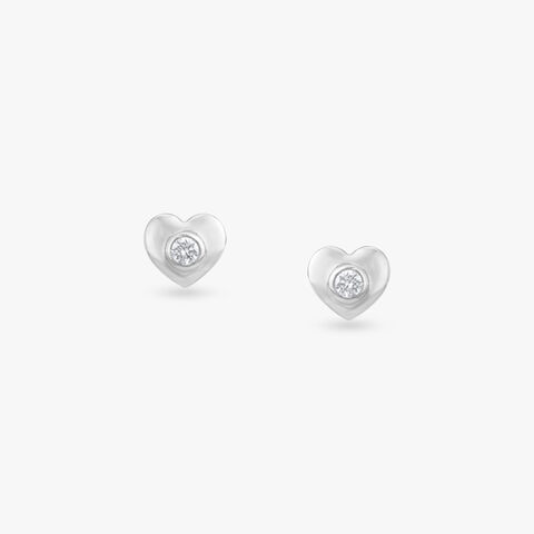 Twinkle Heart Diamond Stud Earrings for Kids