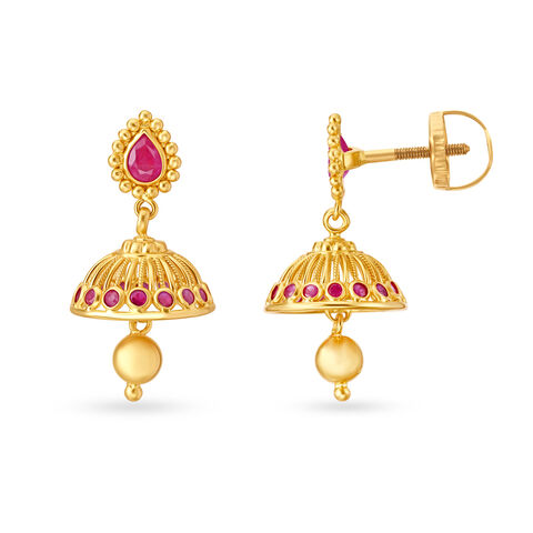 Exuberant Gold Jhumka Earrings