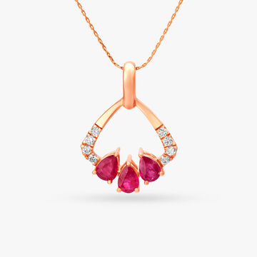 Vibrant Linear Pendant with Rubies