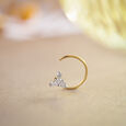 Ethereal Gold and Diamond Nose Pin,,hi-res image number null