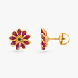 Subtle Floral Emerald and Ruby Pendant and Earrings Set,,hi-res image number null