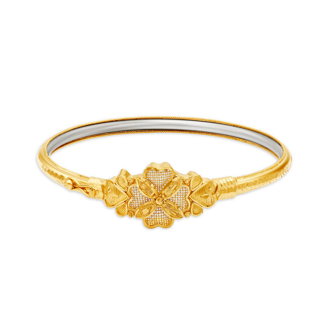 Exquisite Gold Bangle with a Floral Design,,hi-res image number null