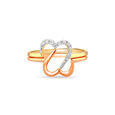 14 KT Yellow and Rose Gold Connected Hearts Diamond Ring,,hi-res image number null