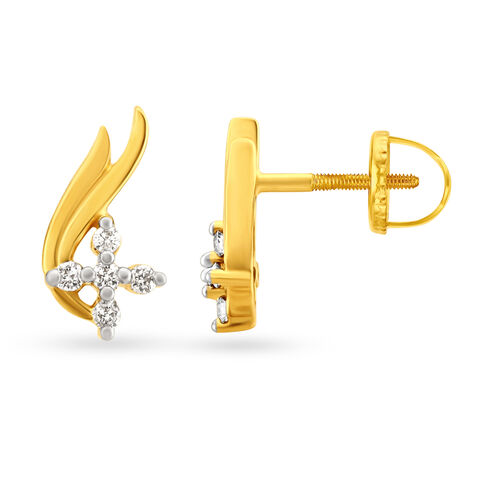 Lilium Contemporary Diamond Stud Earrings