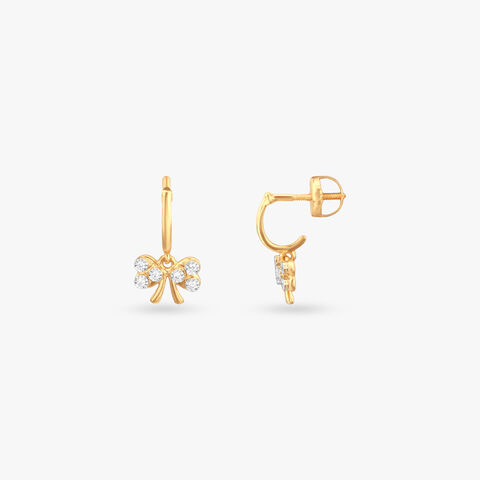 Bow Spark Diamond Hoop Earrings for Kids