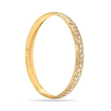 18 KT Yellow Gold Round Hammered Bangle