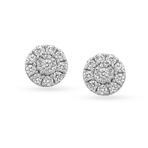 Glorious Diamond Stud Earrings in White and Yellow gold