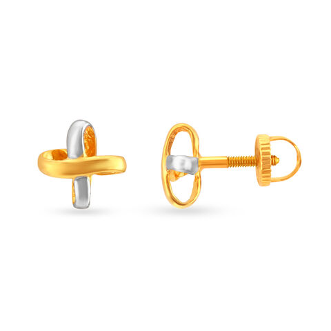 X shaped Gold Stud Earrings for Kids
