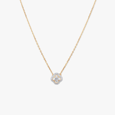 Floral Glint Diamond Pendant with Chain