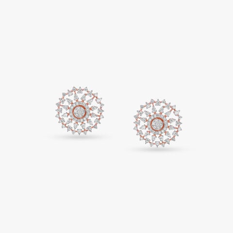 Whirling Marquise Diamond Gold Stud Earrings