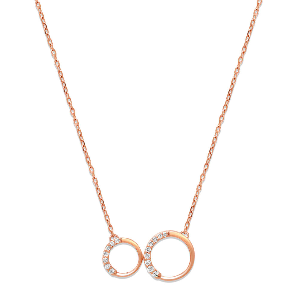 14KT Rose Gold Shimmering Circles Diamond Pendant with Chain Tanishq Online Store