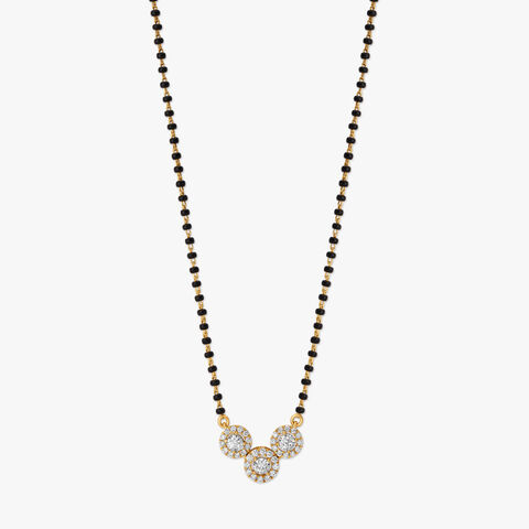 Connected Circles Diamond Mangalsutra in Yellow and White Gold