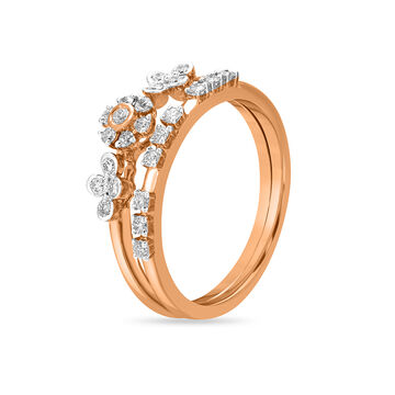18 KT Rose Gold Floral Cluster Diamond Ring