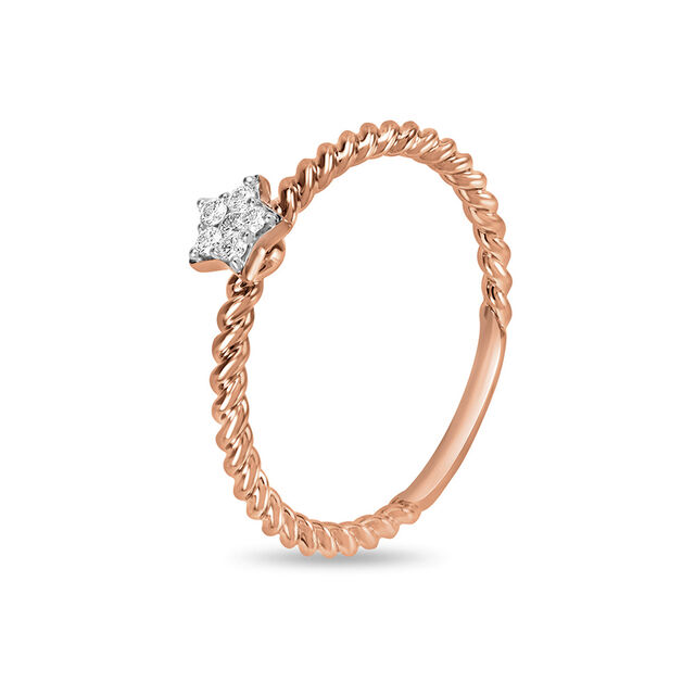 14 KT Rose Gold Star Shaped Diamond Ring,,hi-res image number null