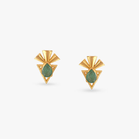 Edgy Radiant Emerald Stud Earrings