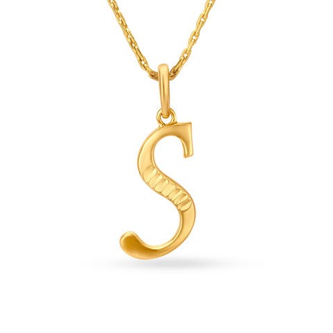 Calligraphy S Letter Gold Pendant