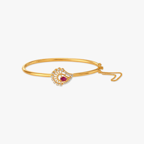 Crimson Grace Open Polki Gold Bangle
