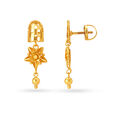 Floral Engraved Gold Drop Earrings,,hi-res image number null
