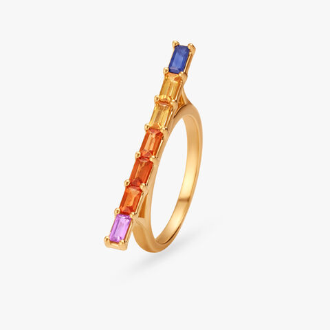 Rainbow Harmony Gold Finger Ring