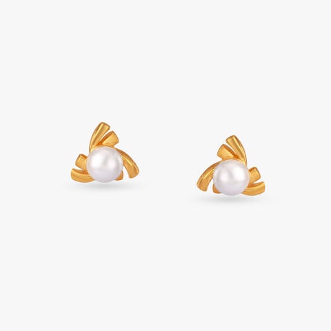 Petal Swirl Gold Stud Earrings