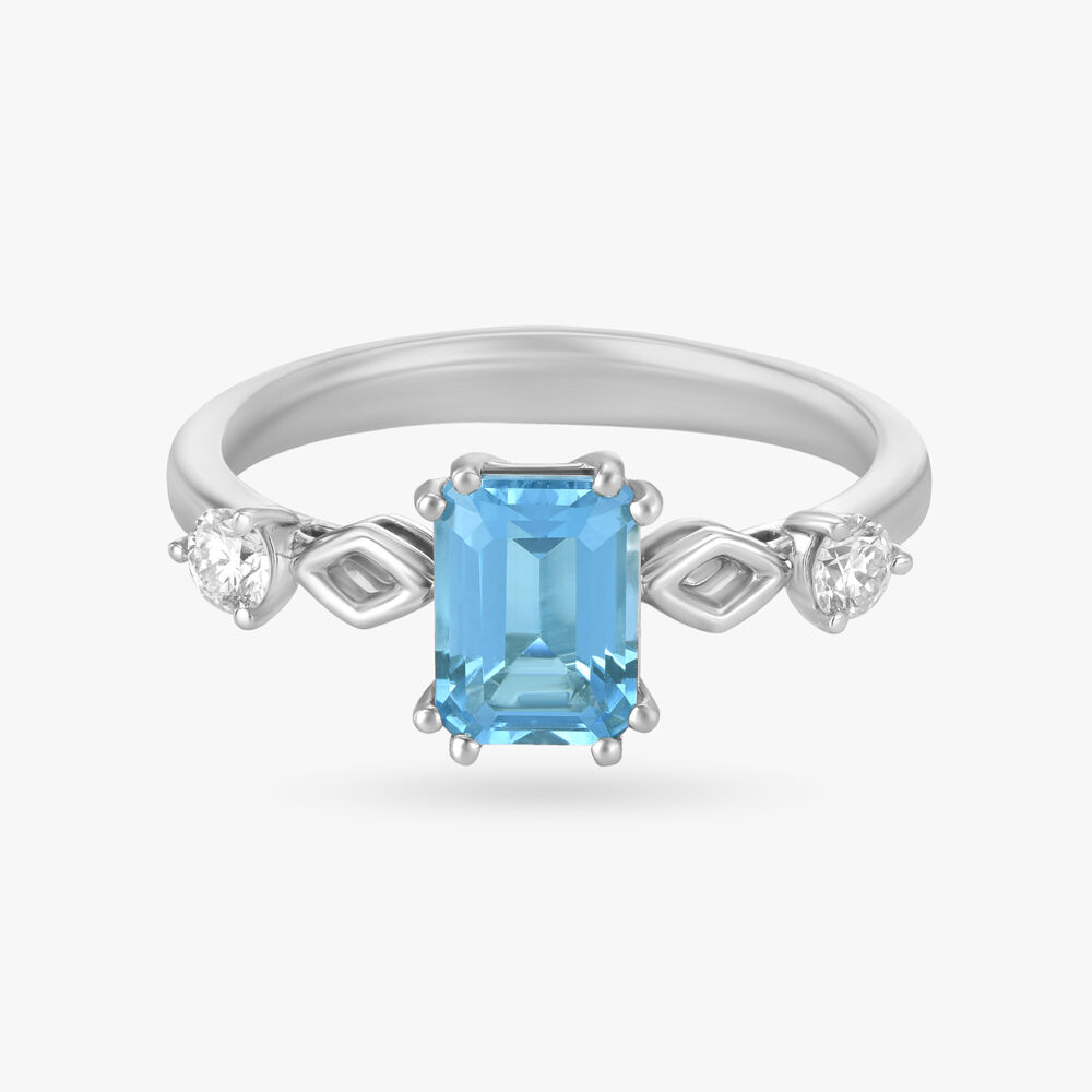 White Gold Blue Topaz & Diamond Ring - 10k Modified Round 3.25ctw - Wilson  Brothers Jewelry