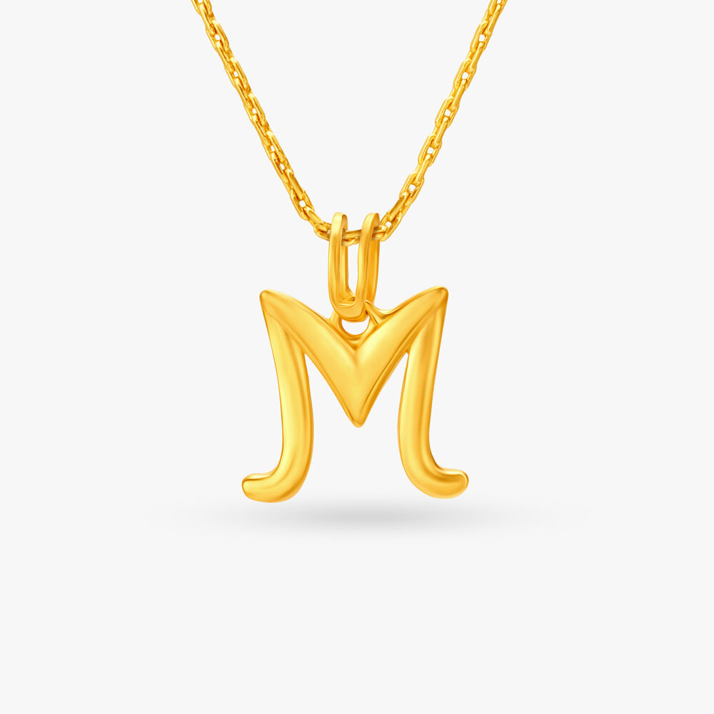 Crystal Letter M Gold Short Pendant Necklace in White Crystal | Kendra Scott