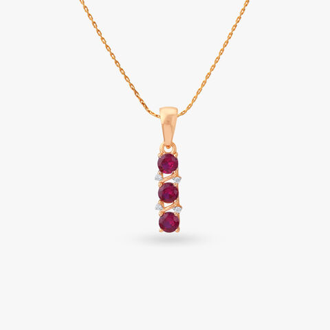 Crimson Ladder Silver Pendant and Earrings Set