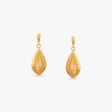 Luminous Leaf Gold Drop Earrings