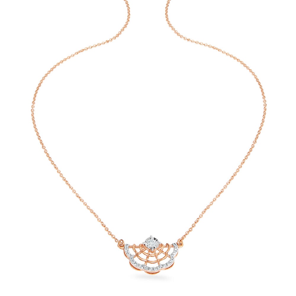 14KT Rose Gold Resplendent Flower Diamond Pendant With Chain