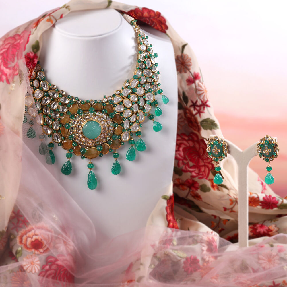 Kundan polki clearance pendant set